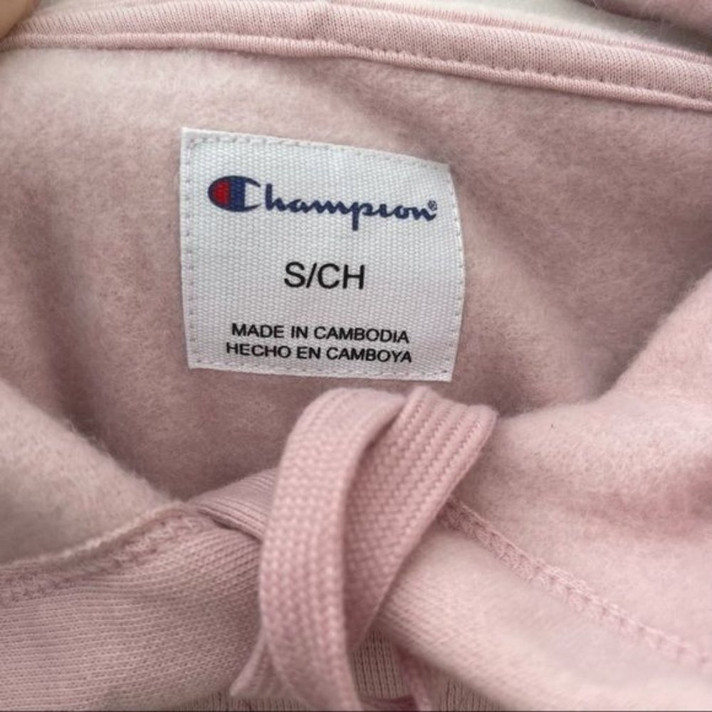 *50% OFF! New Champion hoodie embroidered logo pink sweatshirt sweater pullover - Picture 5 of 7